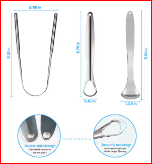 Premium 1pcs/3pcs Metal Tongue Scraper Cleaner for Adults & Kids, Portable Stainless Steel Tongue Scrapers Brushes for Removing