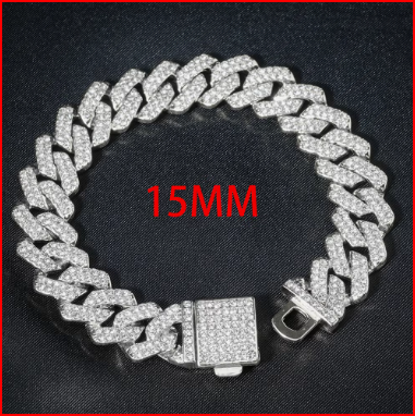 3pcs Cuban Chain Watch for Men Hip Hop Miami Curb Iced Out Paved Rhinestones Rapper Cuban Necklace Suit Watch+Bracelet Jewelry