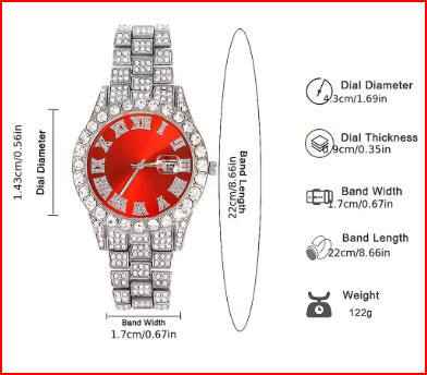 3pcs Cuban Chain Watch for Men Hip Hop Miami Curb Iced Out Paved Rhinestones Rapper Cuban Necklace Suit Watch+Bracelet Jewelry