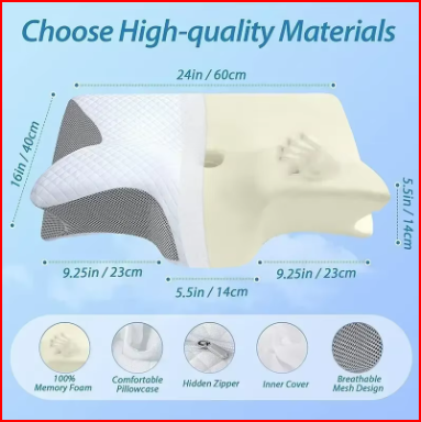 Butterfly Shape Slow Rebound Pillow Memory Foam Cervical Pillow Ergonomic Contour Orthopedic Pillow Neck Pain Support Pillows