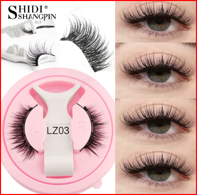 Reusable Magnetic Eyelashes 1 Pair Natural Curly Fluffy Magnetic False Eyelashes No Glue Needed Lashes Makeup with Tweezer Set