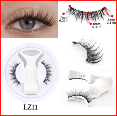 Reusable Magnetic Eyelashes 1 Pair Natural Curly Fluffy Magnetic False Eyelashes No Glue Needed Lashes Makeup with Tweezer Set