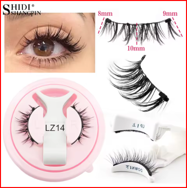 Reusable Magnetic Eyelashes 1 Pair Natural Curly Fluffy Magnetic False Eyelashes No Glue Needed Lashes Makeup with Tweezer Set