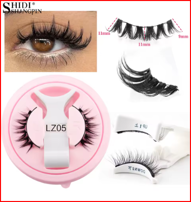Reusable Magnetic Eyelashes 1 Pair Natural Curly Fluffy Magnetic False Eyelashes No Glue Needed Lashes Makeup with Tweezer Set