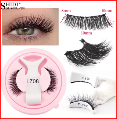 Reusable Magnetic Eyelashes 1 Pair Natural Curly Fluffy Magnetic False Eyelashes No Glue Needed Lashes Makeup with Tweezer Set