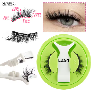 Reusable Magnetic Eyelashes 1 Pair Natural Curly Fluffy Magnetic False Eyelashes No Glue Needed Lashes Makeup with Tweezer Set