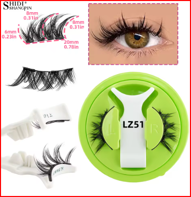 Reusable Magnetic Eyelashes 1 Pair Natural Curly Fluffy Magnetic False Eyelashes No Glue Needed Lashes Makeup with Tweezer Set