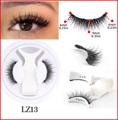 Reusable Magnetic Eyelashes 1 Pair Natural Curly Fluffy Magnetic False Eyelashes No Glue Needed Lashes Makeup with Tweezer Set