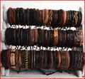 20Pcs Braided Leather Bracelets for Men Women Wrap Wood Beads Cuff Bracelet Hemp Cords Ethnic Tribal Handmade Wrap Wristband Bra