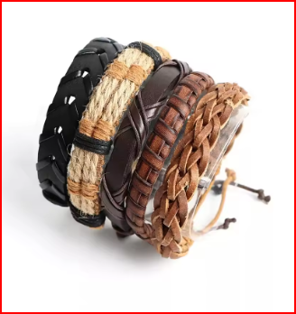 20Pcs Braided Leather Bracelets for Men Women Wrap Wood Beads Cuff Bracelet Hemp Cords Ethnic Tribal Handmade Wrap Wristband Bra