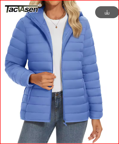 TACVASEN Full Zip Up Hooded Puffer Jacket Womens Winter Quilted Warm Coats Casual Windbreaker Padded Lightweight Outdoor Outwear