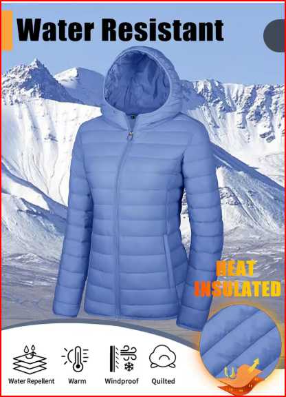 TACVASEN Full Zip Up Hooded Puffer Jacket Womens Winter Quilted Warm Coats Casual Windbreaker Padded Lightweight Outdoor Outwear